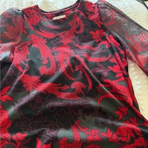 Chico's Red and Black Paisley Blouse